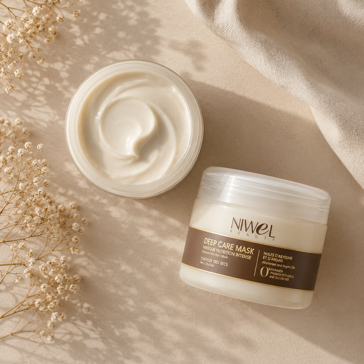 photo texture et packshot du masque nutrition intense