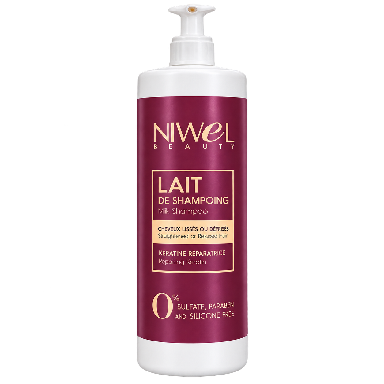 Lait de shampoing format 1L dédié aux cheveux lissés enrichi en kératine réparatrice