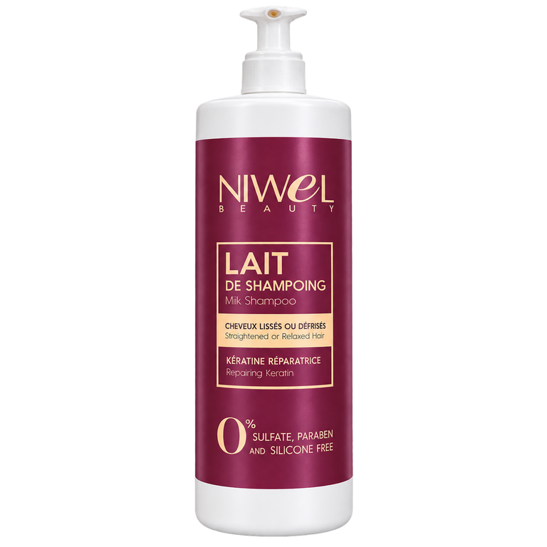 Lait de shampoing format 1L dédié aux cheveux lissés enrichi en kératine réparatrice