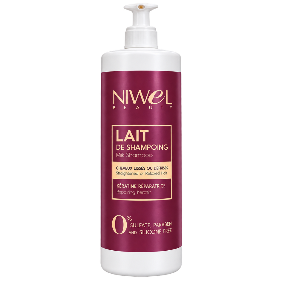 Lait de shampoing format 1L dédié aux cheveux lissés enrichi en kératine réparatrice