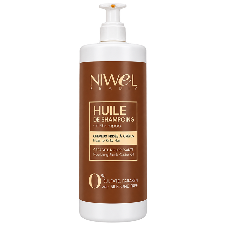 huile de shampoing format 1L dédiés aux cheveux frisés et crépus
