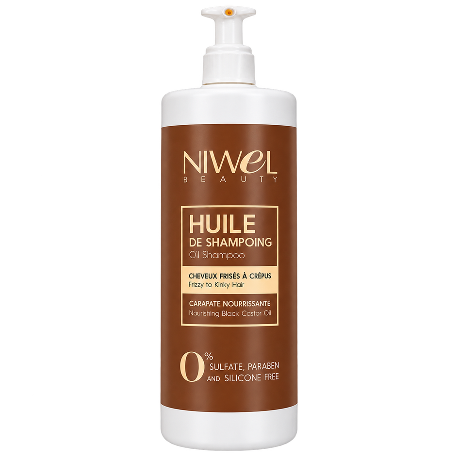 huile de shampoing format 1L dédiés aux cheveux frisés et crépus